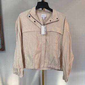 Nine West Light Beige Zip-Front Utility Jacket NWT XXL